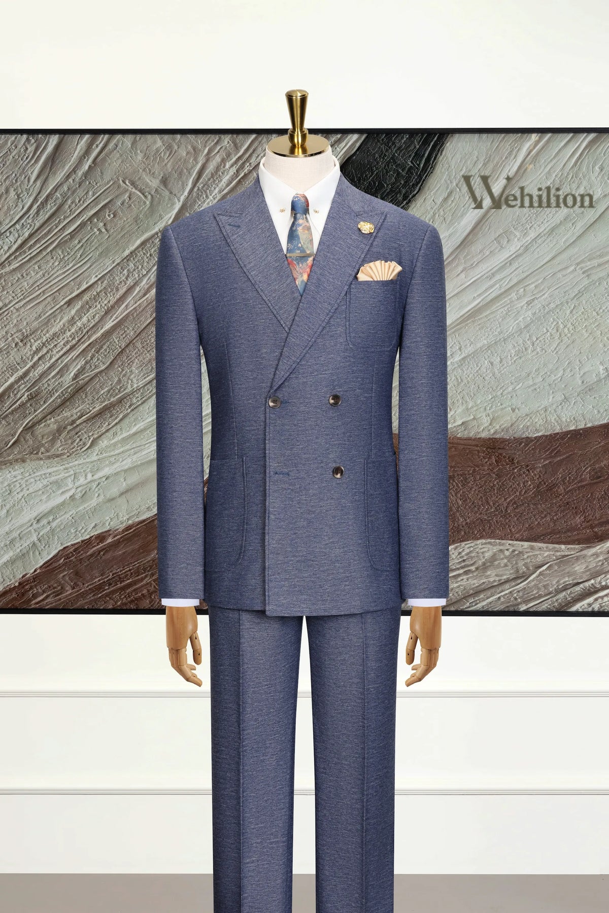 MANSSINO™ | Men's Stylish Blue Double-Breasted 2-Piece Suit