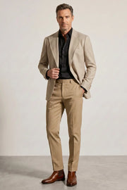 MANSSINO™ | Men's Beige Textured Peak Lapel 2-Piece Suit