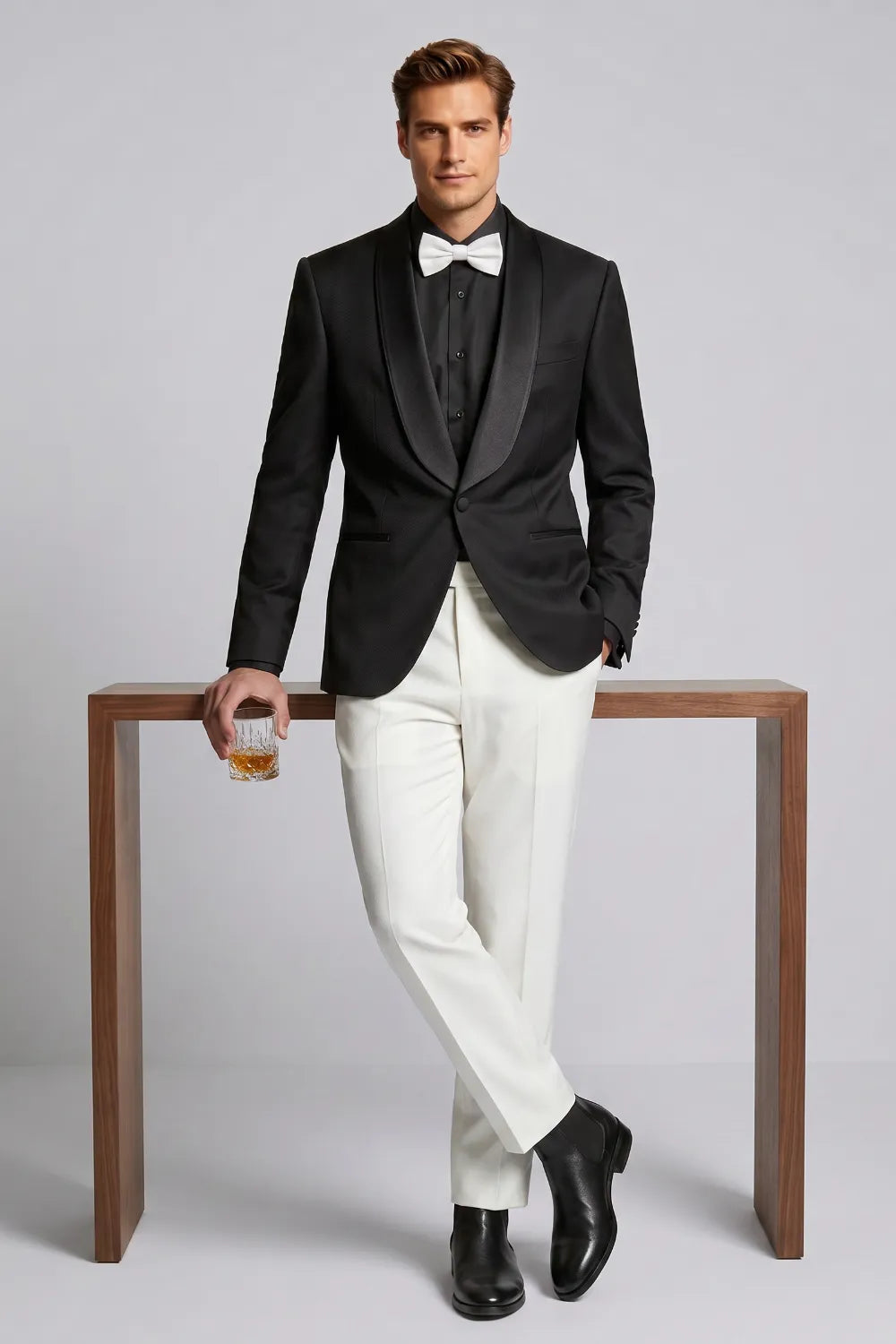 MANSSINO™ | Men's Black Shawl Lapel Tuxedo 2-Piece Suit