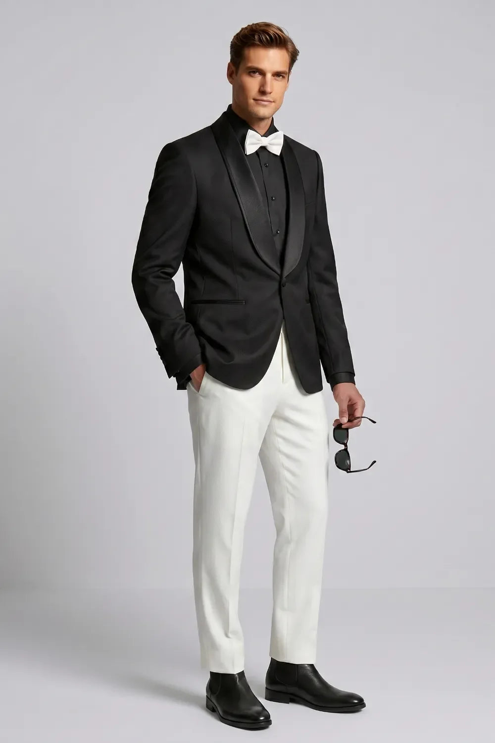MANSSINO™ | Men's Black Shawl Lapel Tuxedo 2-Piece Suit