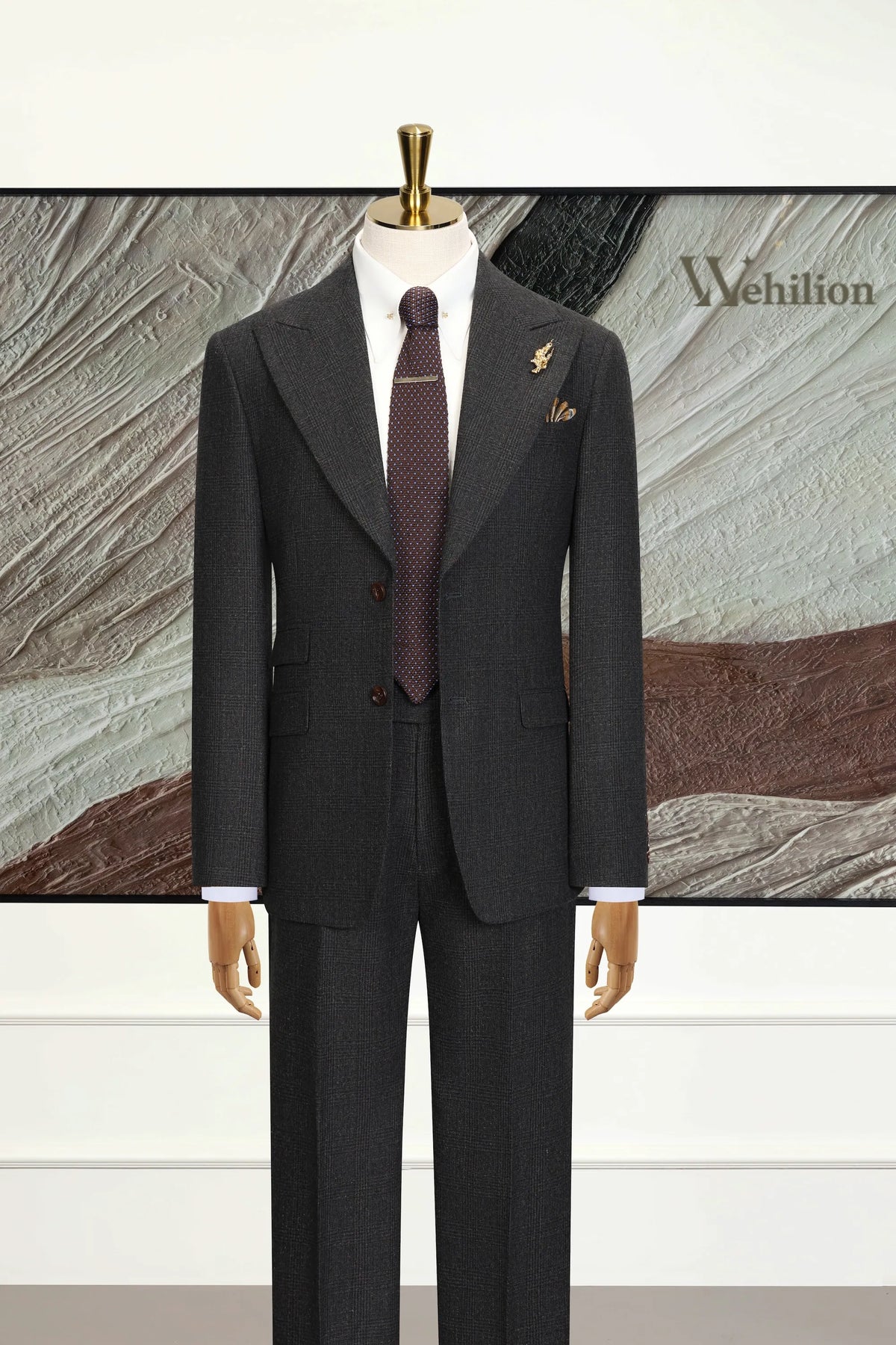 MANSSINO™ | Men's Dark Grey Tweed 2-Piece Suit