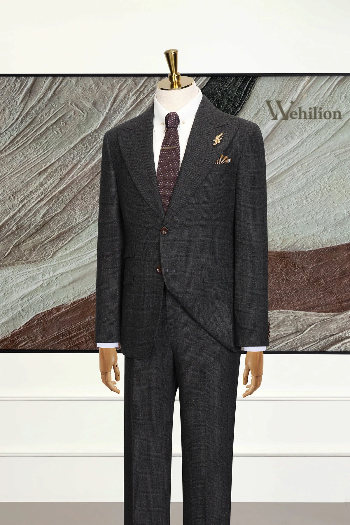 MANSSINO™ | Men's Dark Grey Tweed 2-Piece Suit