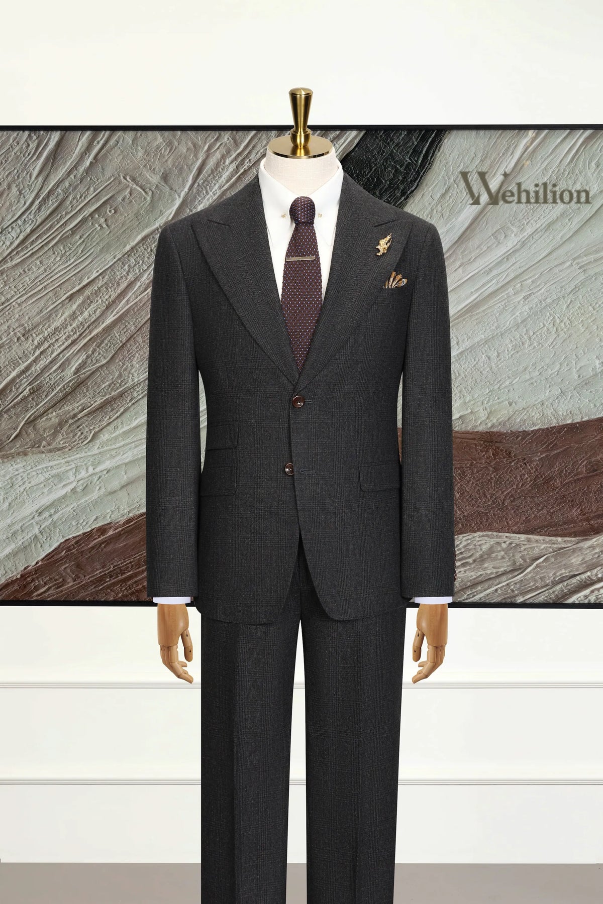 MANSSINO™ | Men's Dark Grey Tweed 2-Piece Suit