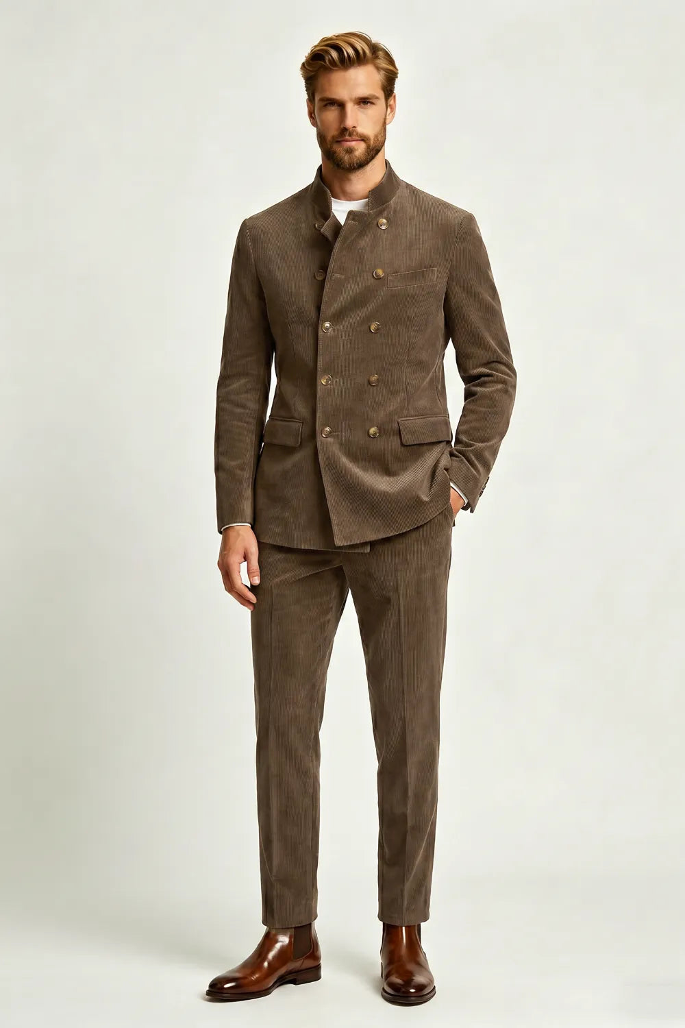 MANSSINO™ | Men's Double-Breasted Corduroy 2-Piece Suit