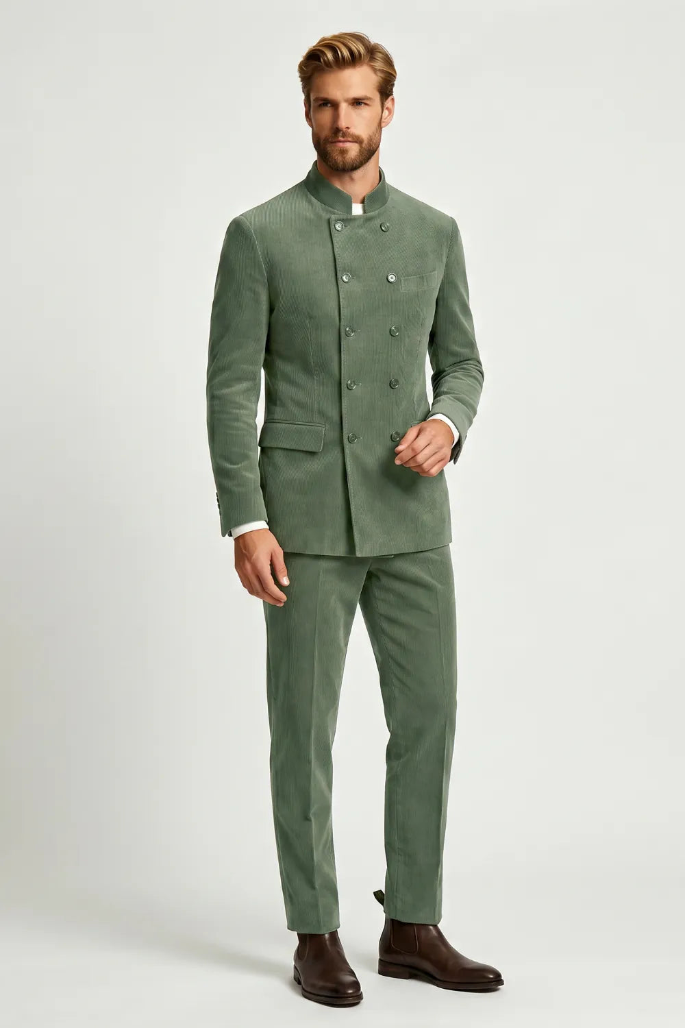 MANSSINO™ | Men's Double-Breasted Corduroy 2-Piece Suit