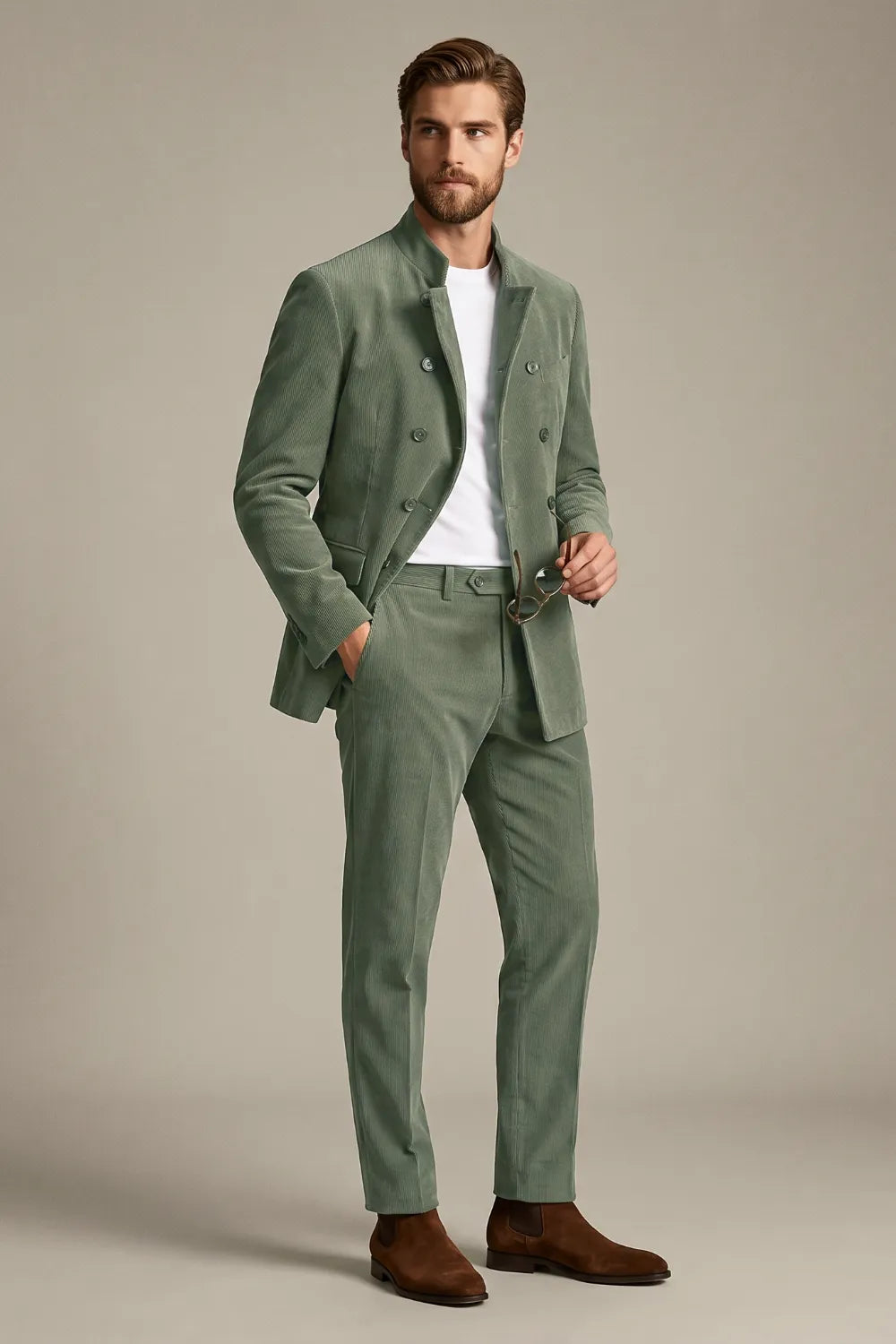 MANSSINO™ | Men's Double-Breasted Corduroy 2-Piece Suit