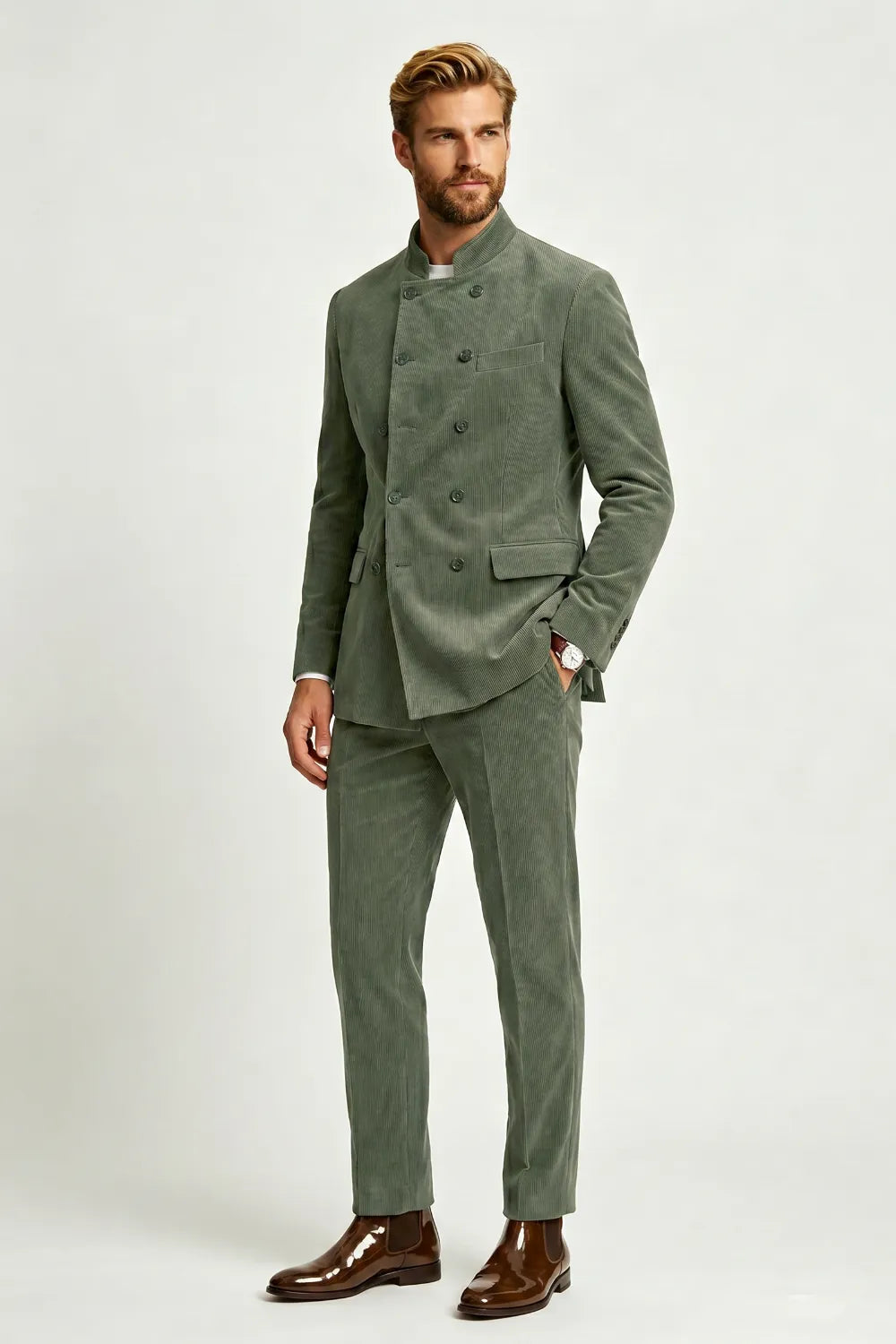MANSSINO™ | Men's Double-Breasted Corduroy 2-Piece Suit