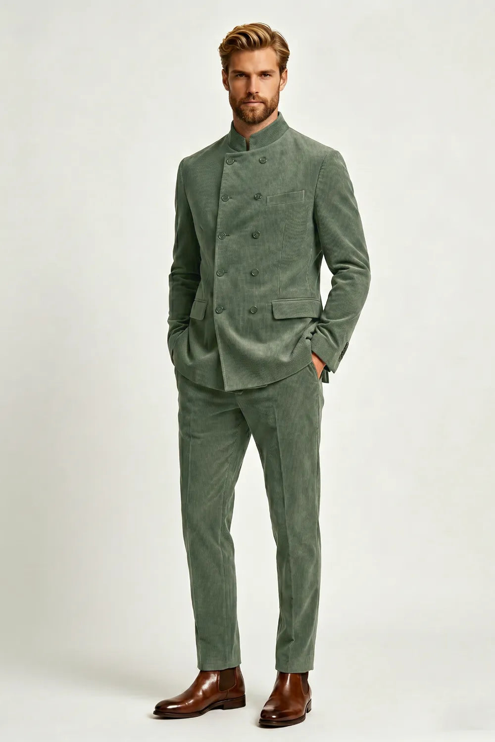 MANSSINO™ | Men's Double-Breasted Corduroy 2-Piece Suit