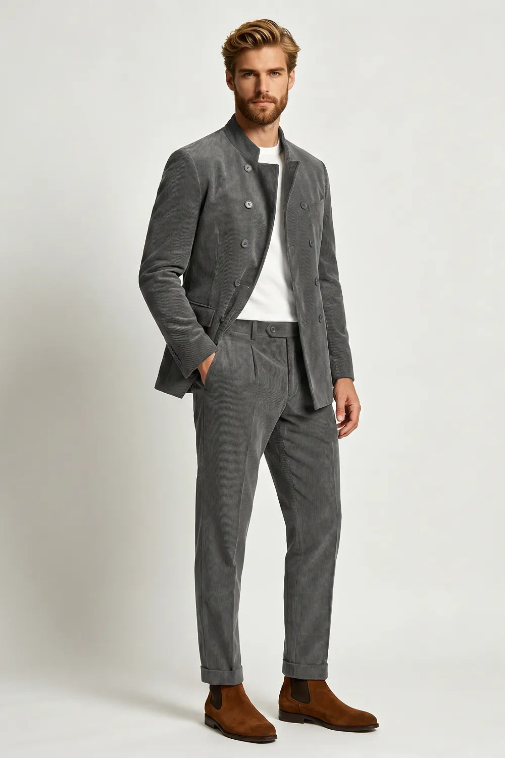 MANSSINO™ | Men's Double-Breasted Corduroy 2-Piece Suit