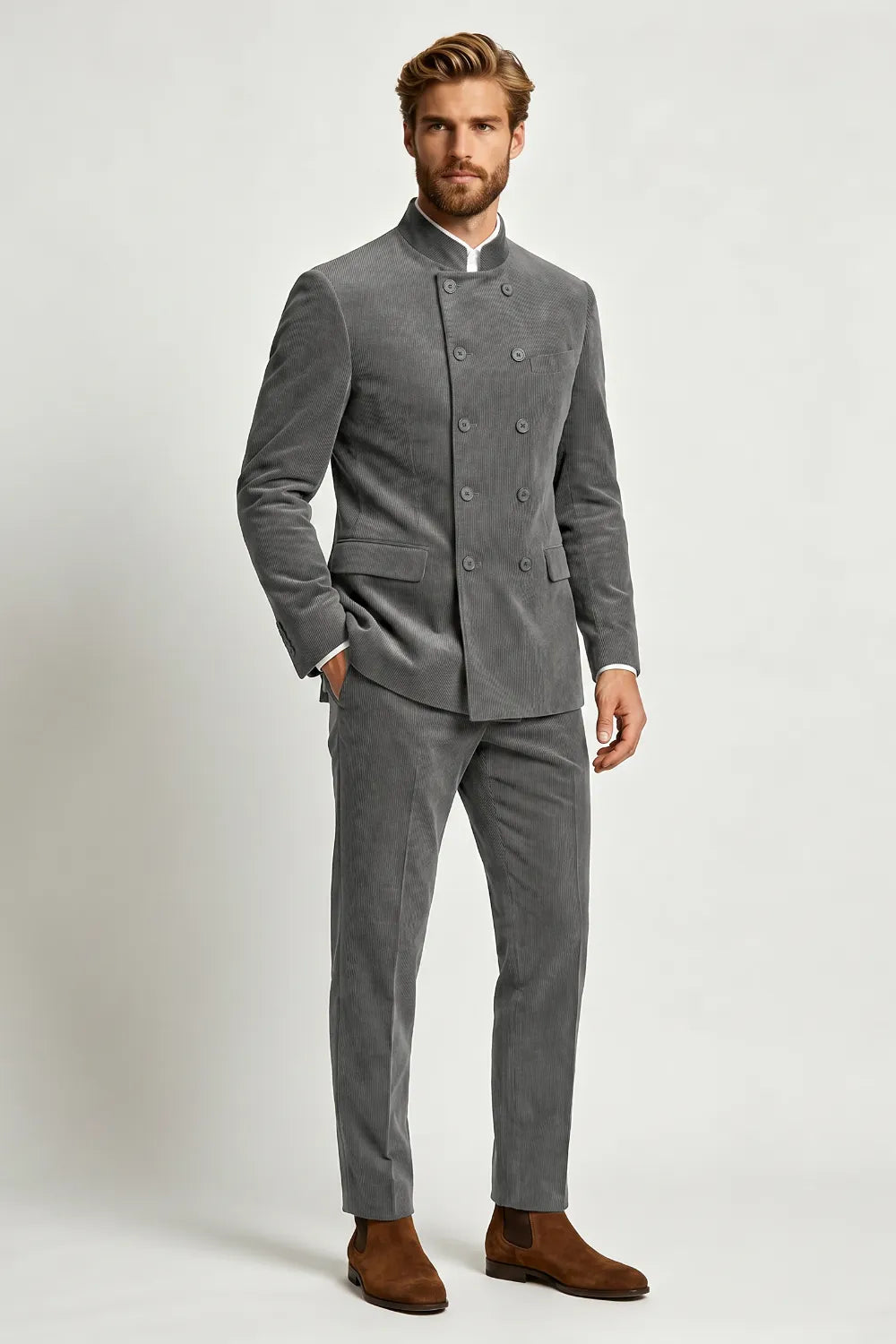 MANSSINO™ | Men's Double-Breasted Corduroy 2-Piece Suit