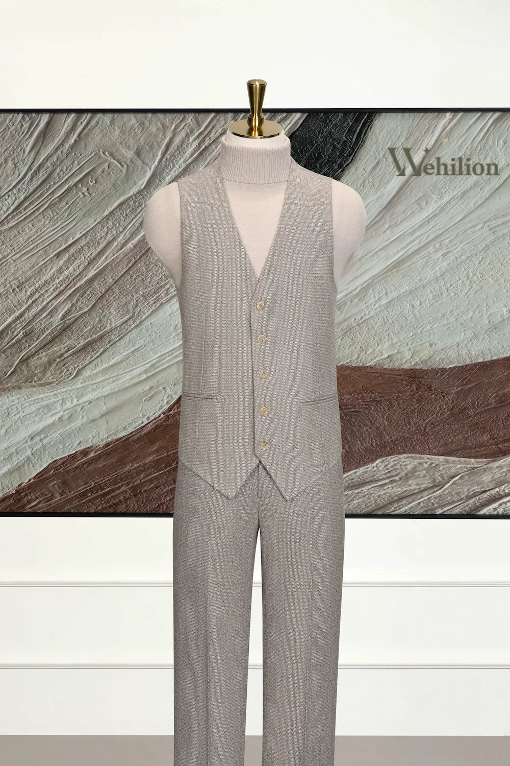 MANSSINO™ | Men's Tailored Double-Breasted Tweed 3-Piece Suit