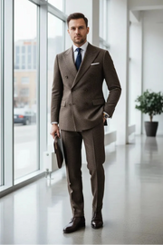 MANSSINO™ | Men's Double-Breasted Herringbone 2-Piece Suit