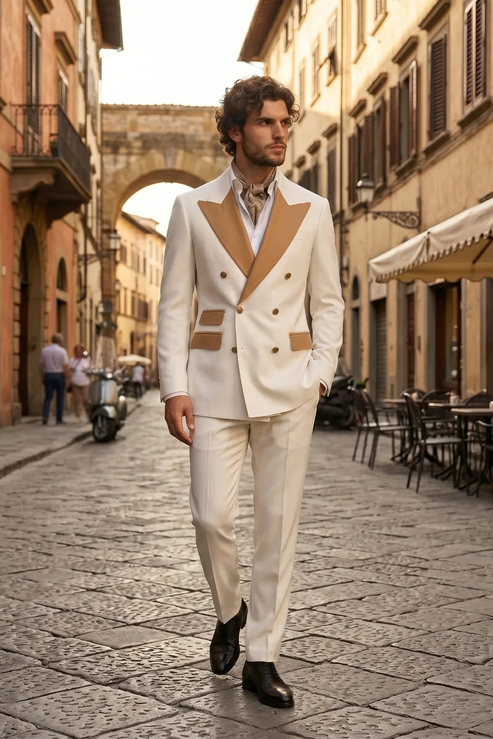 MANSSINO™ | Men's Double Breasted Wide Peak Lapel Slim Fit 2 Piece Suit