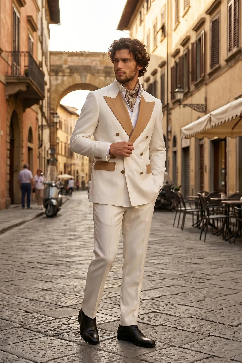 MANSSINO™ | Men's Double Breasted Wide Peak Lapel Slim Fit 2 Piece Suit