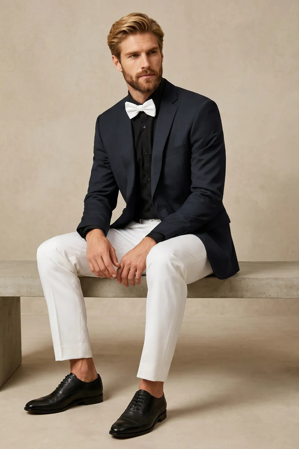 MANSSINO™ | Men's Navy Blue 2-Piece Suit