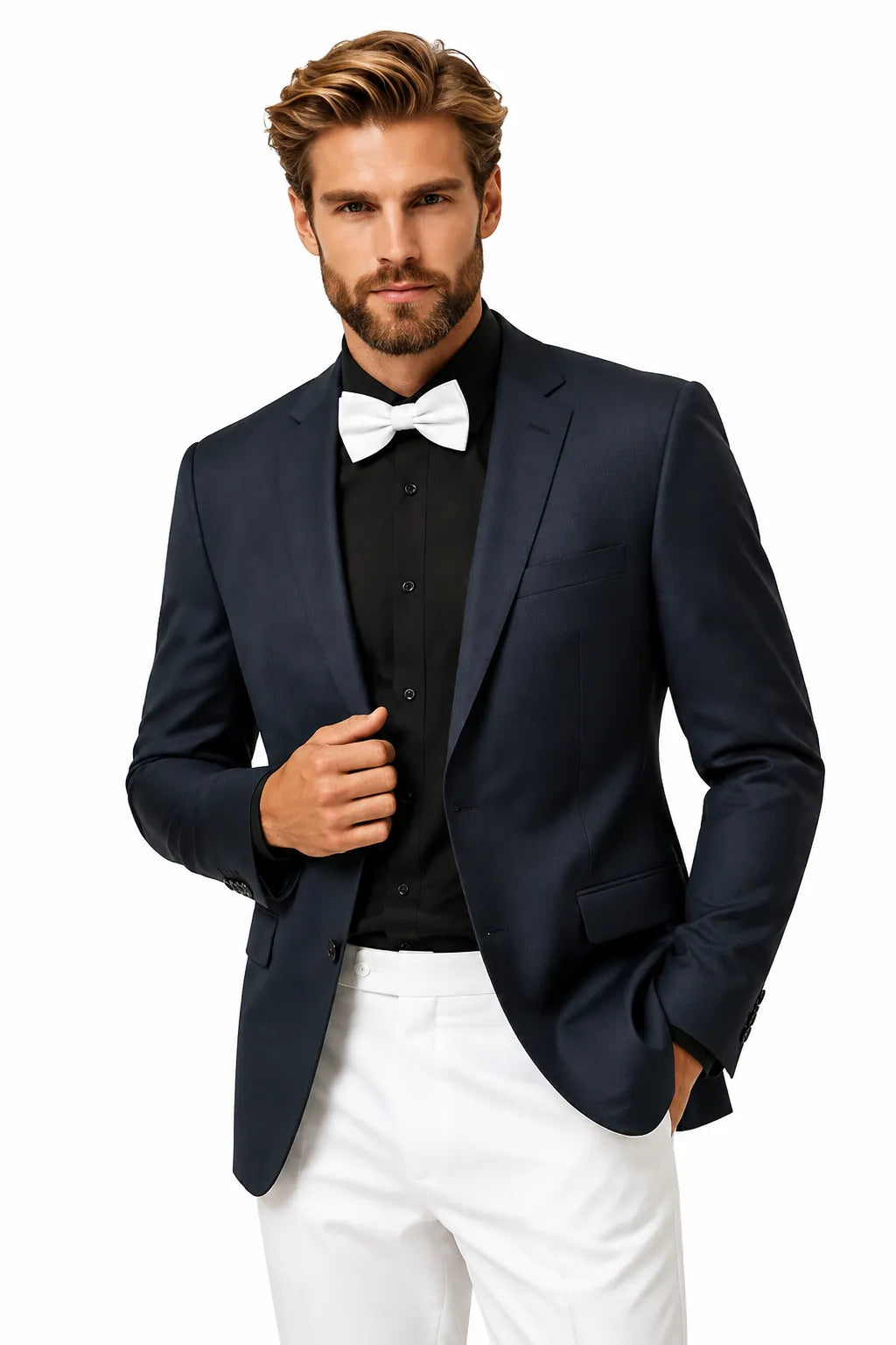 MANSSINO™ | Men's Navy Blue 2-Piece Suit