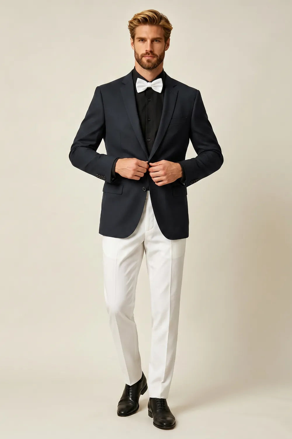 MANSSINO™ | Men's Navy Blue 2-Piece Suit