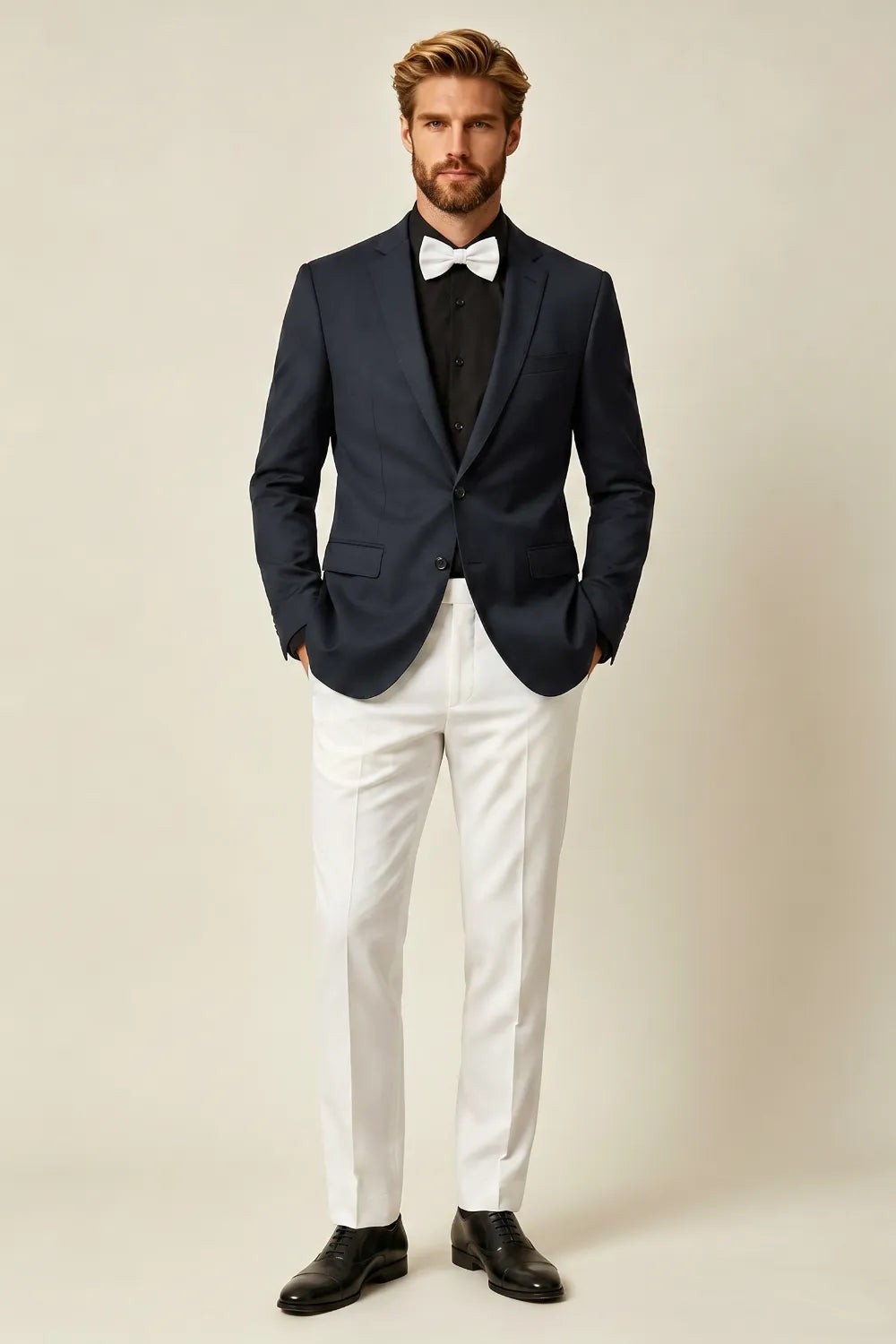 MANSSINO™ | Men's Navy Blue 2-Piece Suit