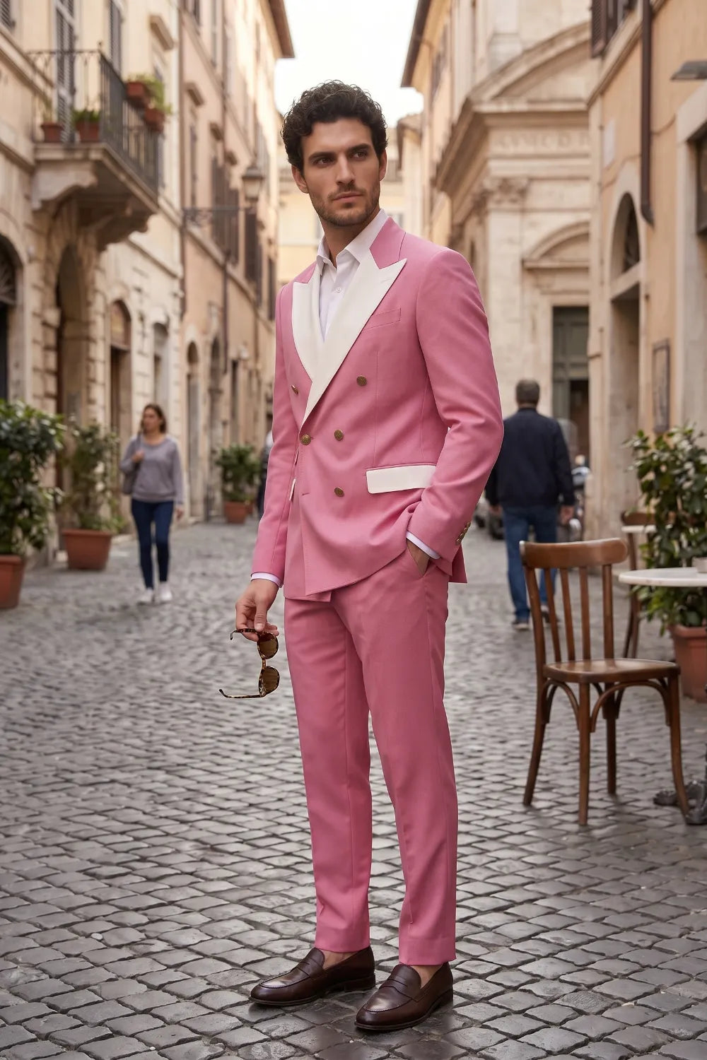 MANSSINO™ | Men's Double Breasted Wide Peak Lapel Slim Fit 2 Piece Suit