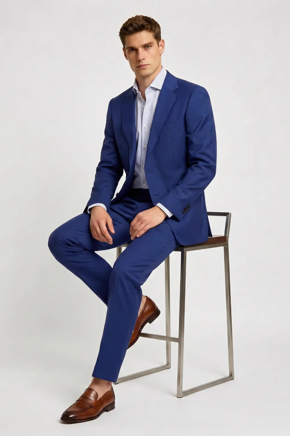 MANSSINO™ | Men's Royal Blue Slim Fit 2-Piece Suit