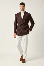 MANSSINO™ | Men's Chocolate Brown Peak Lapel Double-Breasted 2-Piece Suit