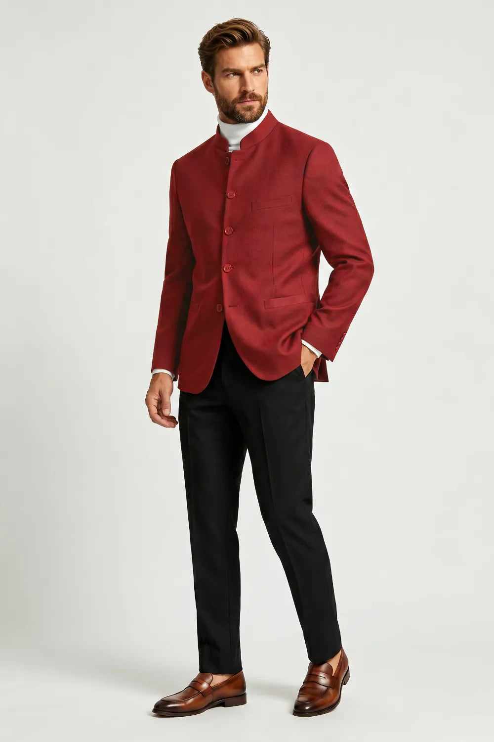 MANSSINO™ | Men's Mandarin Collar 2-Piece Suit