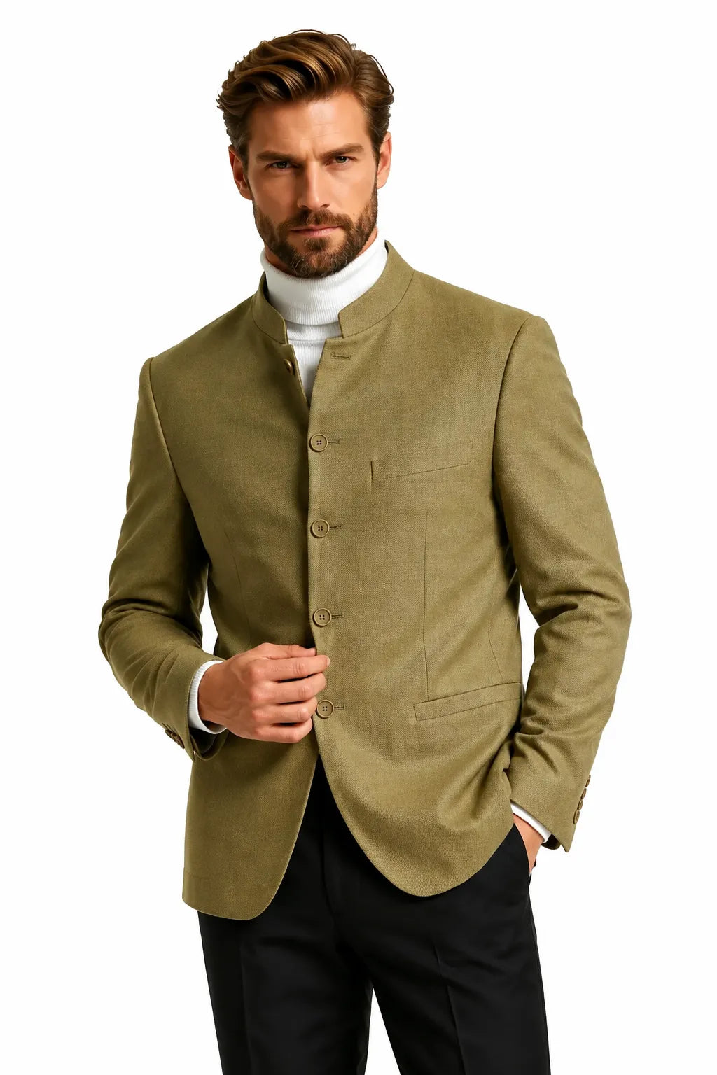 MANSSINO™ | Men's Mandarin Collar 2-Piece Suit