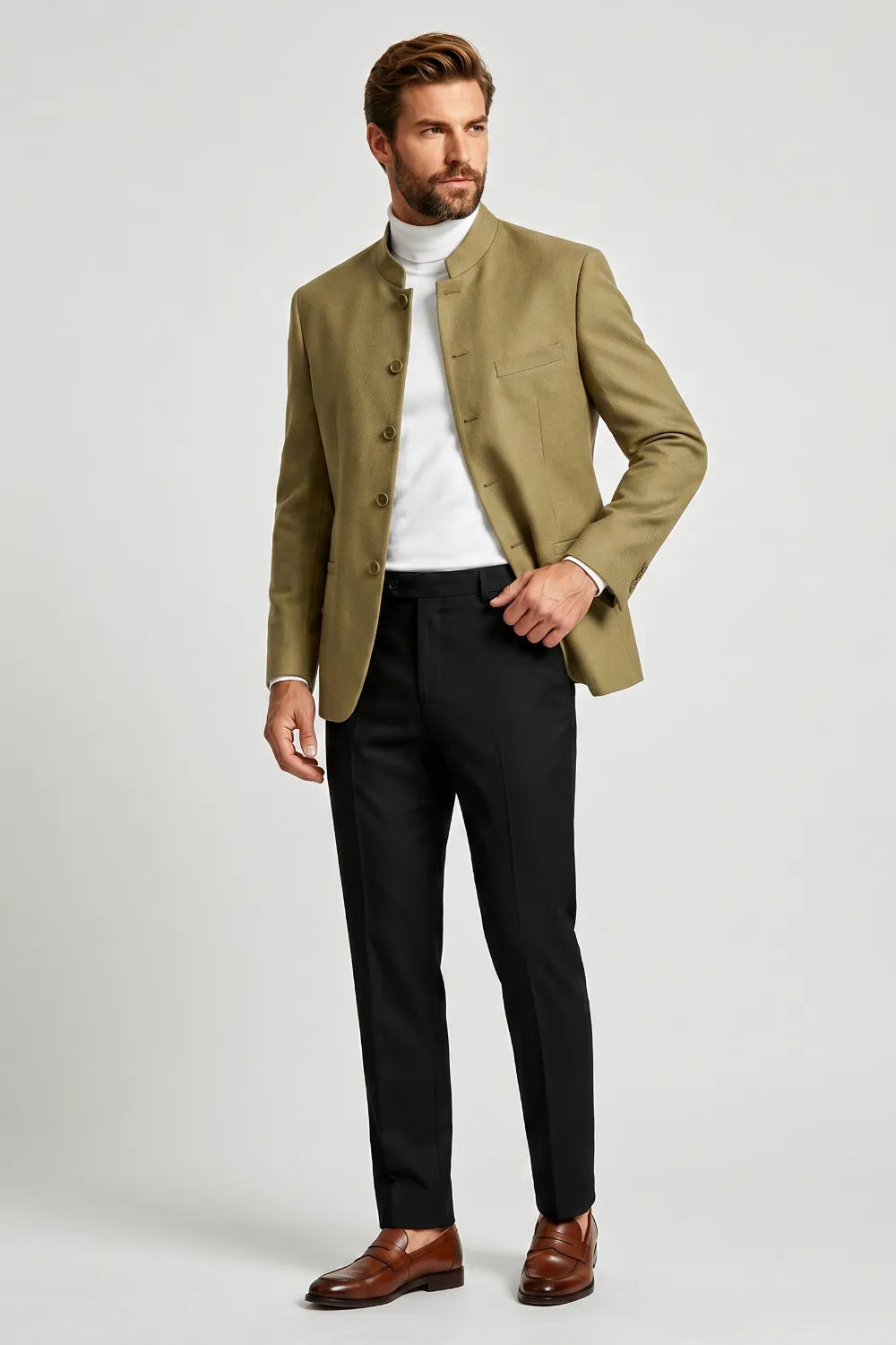 MANSSINO™ | Men's Mandarin Collar 2-Piece Suit