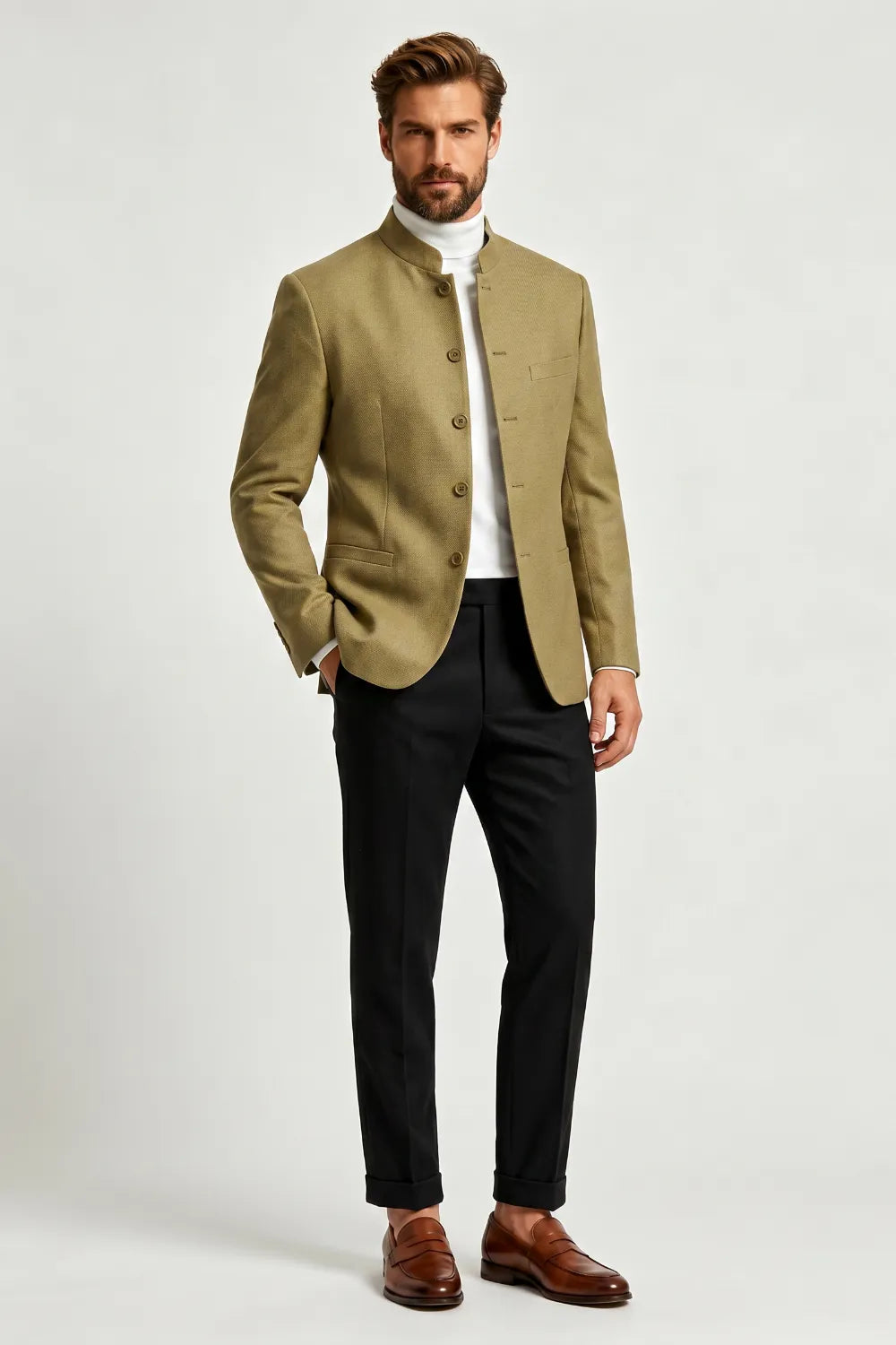 MANSSINO™ | Men's Mandarin Collar 2-Piece Suit