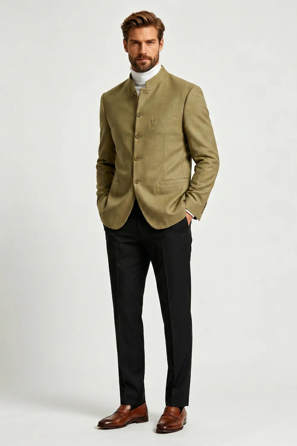 MANSSINO™ | Men's Mandarin Collar 2-Piece Suit