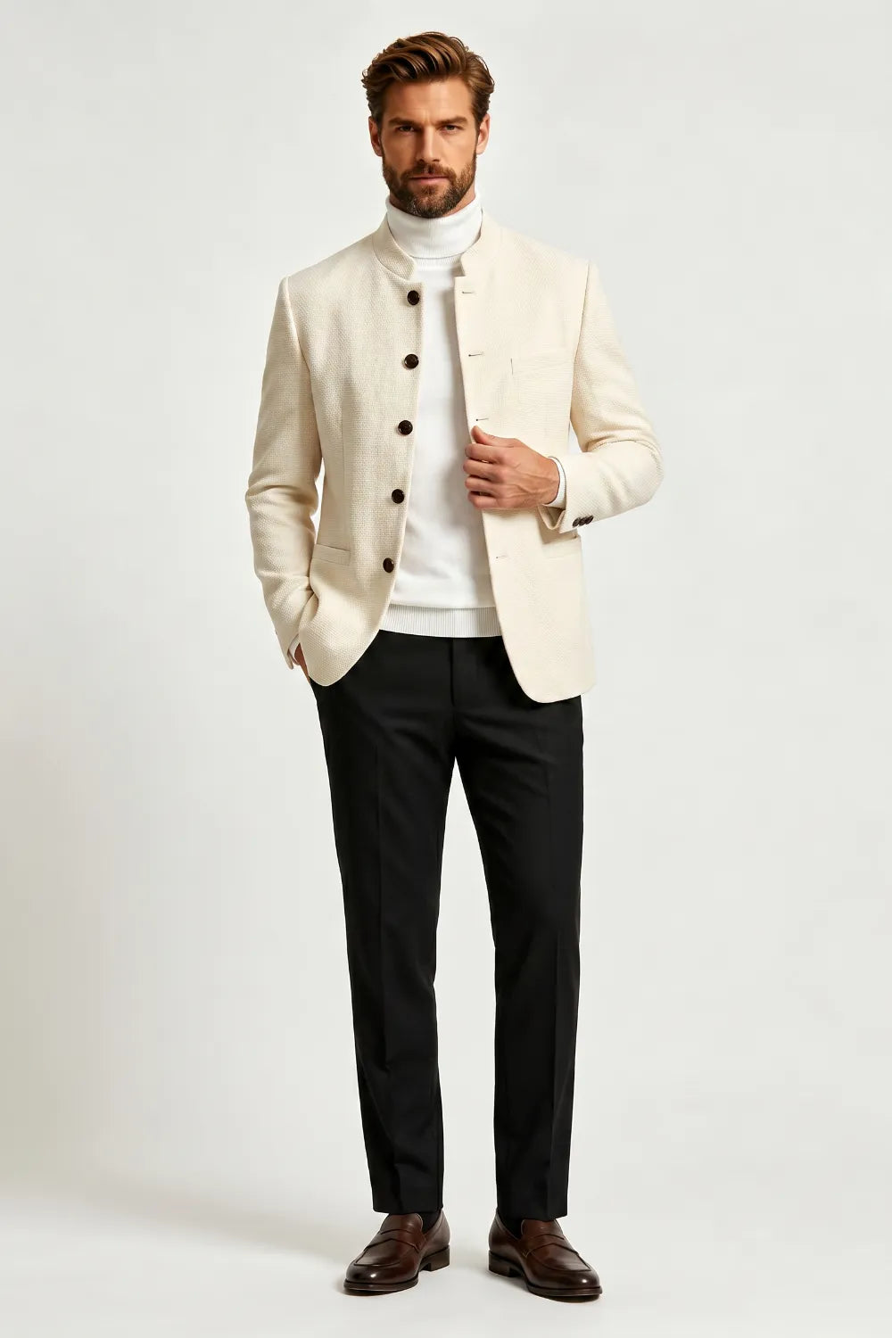 MANSSINO™ | Men's Mandarin Collar 2-Piece Suit