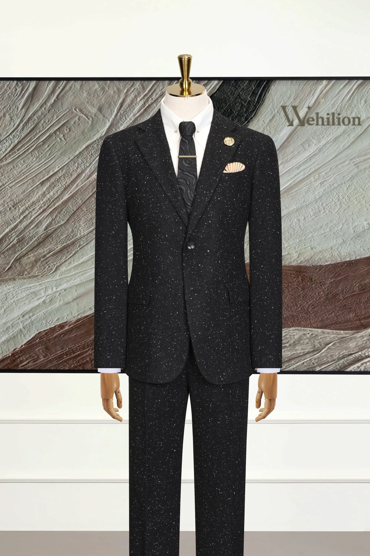 MANSSINO™ | Men's Elegant Black Sparkle 3-Piece Suit