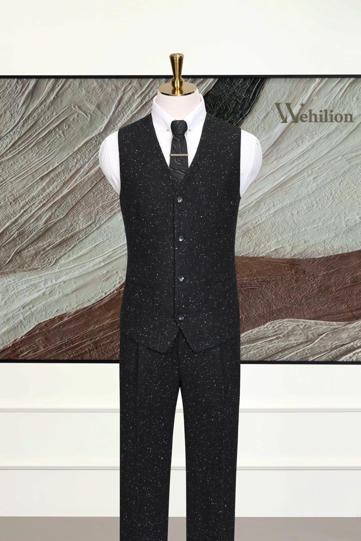 MANSSINO™ | Men's Elegant Black Sparkle 3-Piece Suit