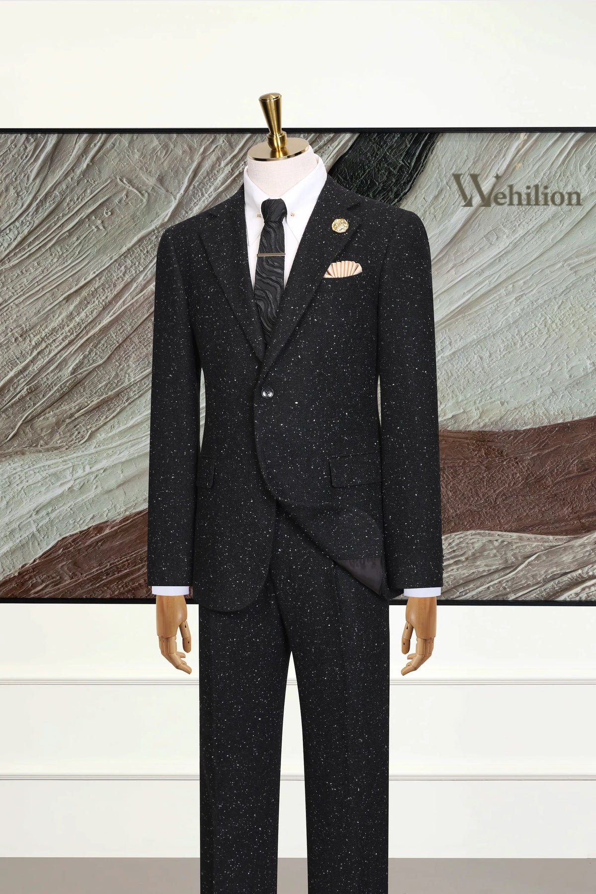 MANSSINO™ | Men's Elegant Black Sparkle 3-Piece Suit