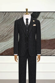 MANSSINO™ | Men's Elegant Black Sparkle 3-Piece Suit