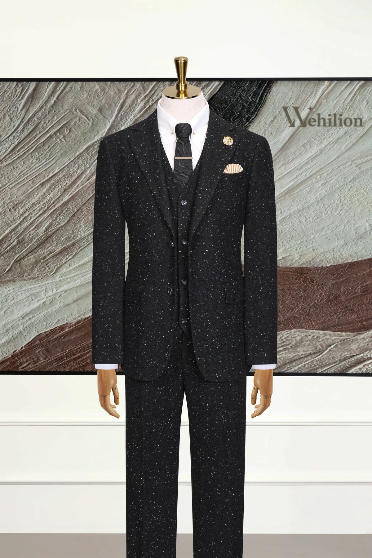 MANSSINO™ | Men's Elegant Black Sparkle 3-Piece Suit