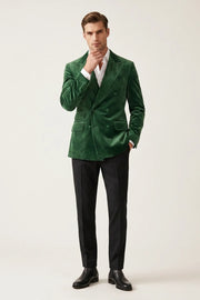 MANSSINO™ | Men's Emerald Green Velvet Double Breasted 2-Piece Suit