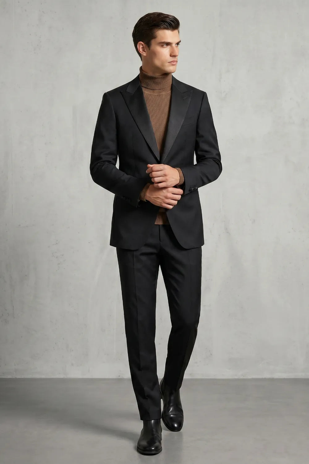 MANSSINO™ | Men's Black Single-Breasted Peak-Lapel Suit