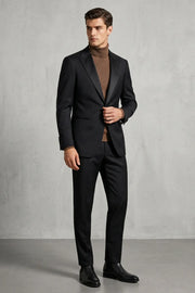MANSSINO™ | Men's Black Single-Breasted Peak-Lapel Suit