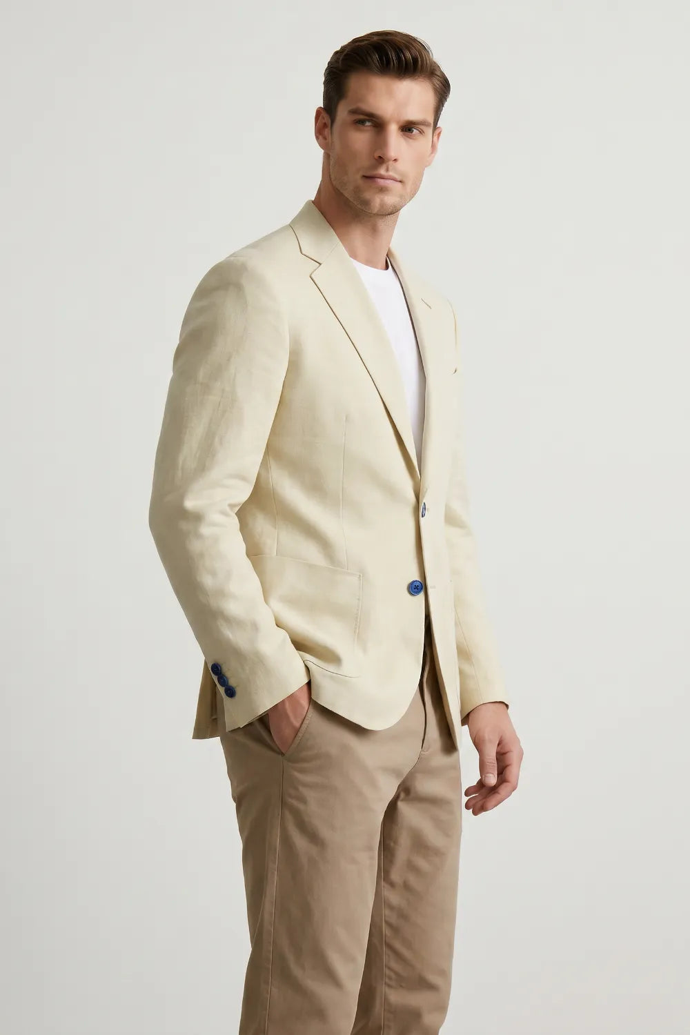 MANSSINO™ | Men's Cream Linen Blend 2-Piece Suit