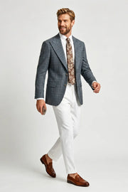 MANSSINO™ | Men's Modern Grey Plaid 2 Piece Suit