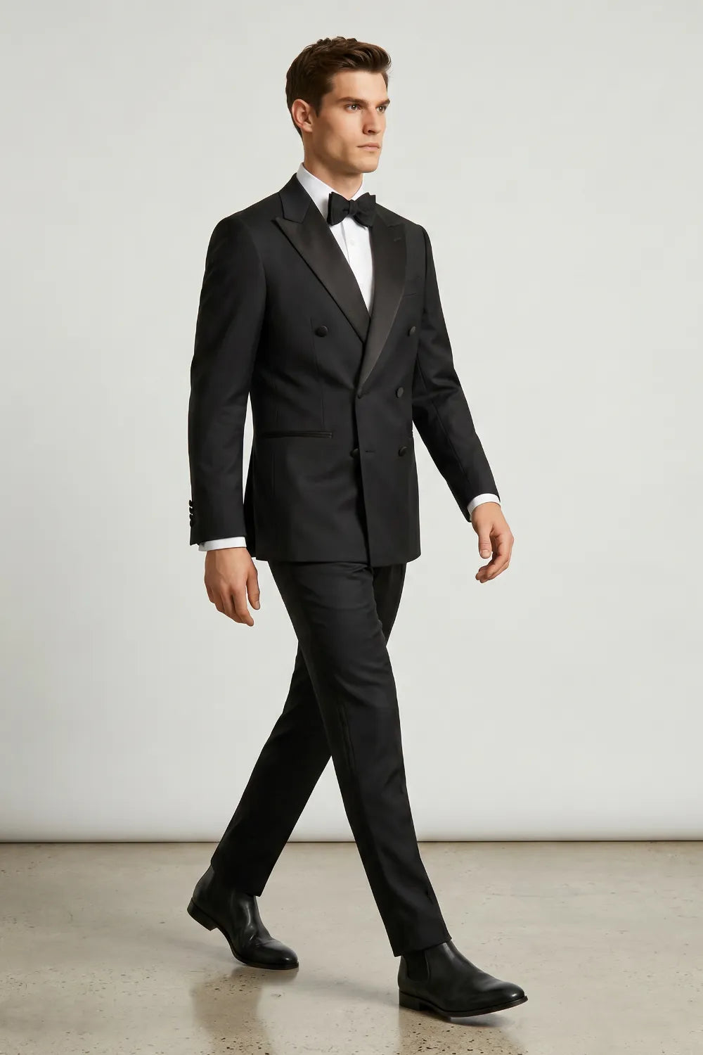 MANSSINO™ | Men's Black Double Breasted Peak Lapel Tuxedo