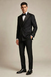 MANSSINO™ | Men's Black Double Breasted Peak Lapel Tuxedo