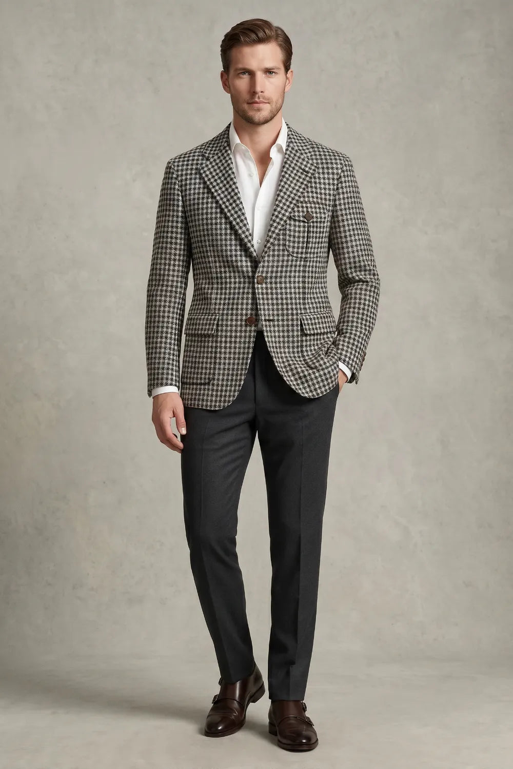 MANSSINO™ | Men's Tailored Houndstooth 2-Piece Suit