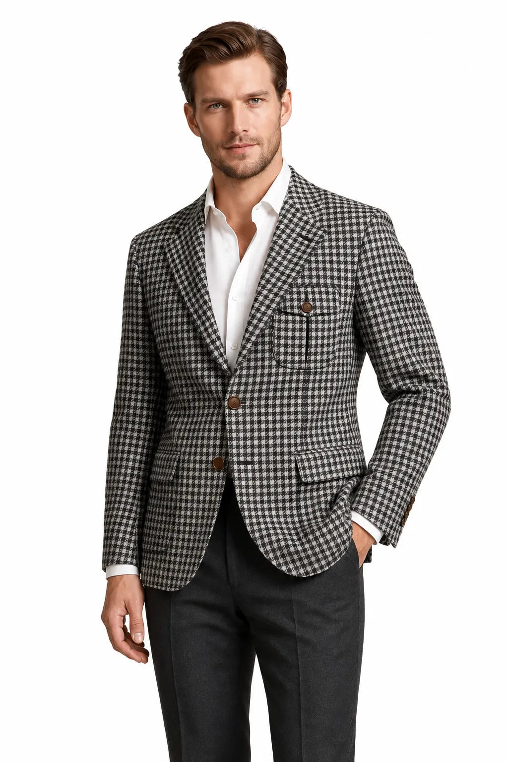 MANSSINO™ | Men's Tailored Houndstooth 2-Piece Suit