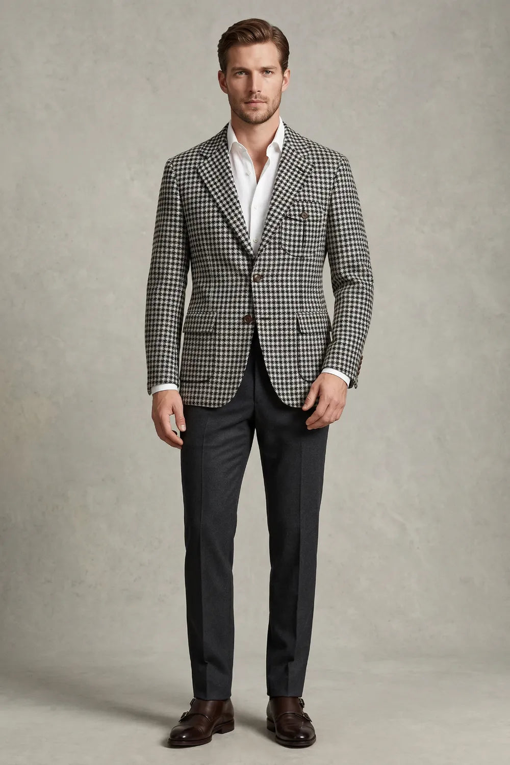 MANSSINO™ | Men's Tailored Houndstooth 2-Piece Suit