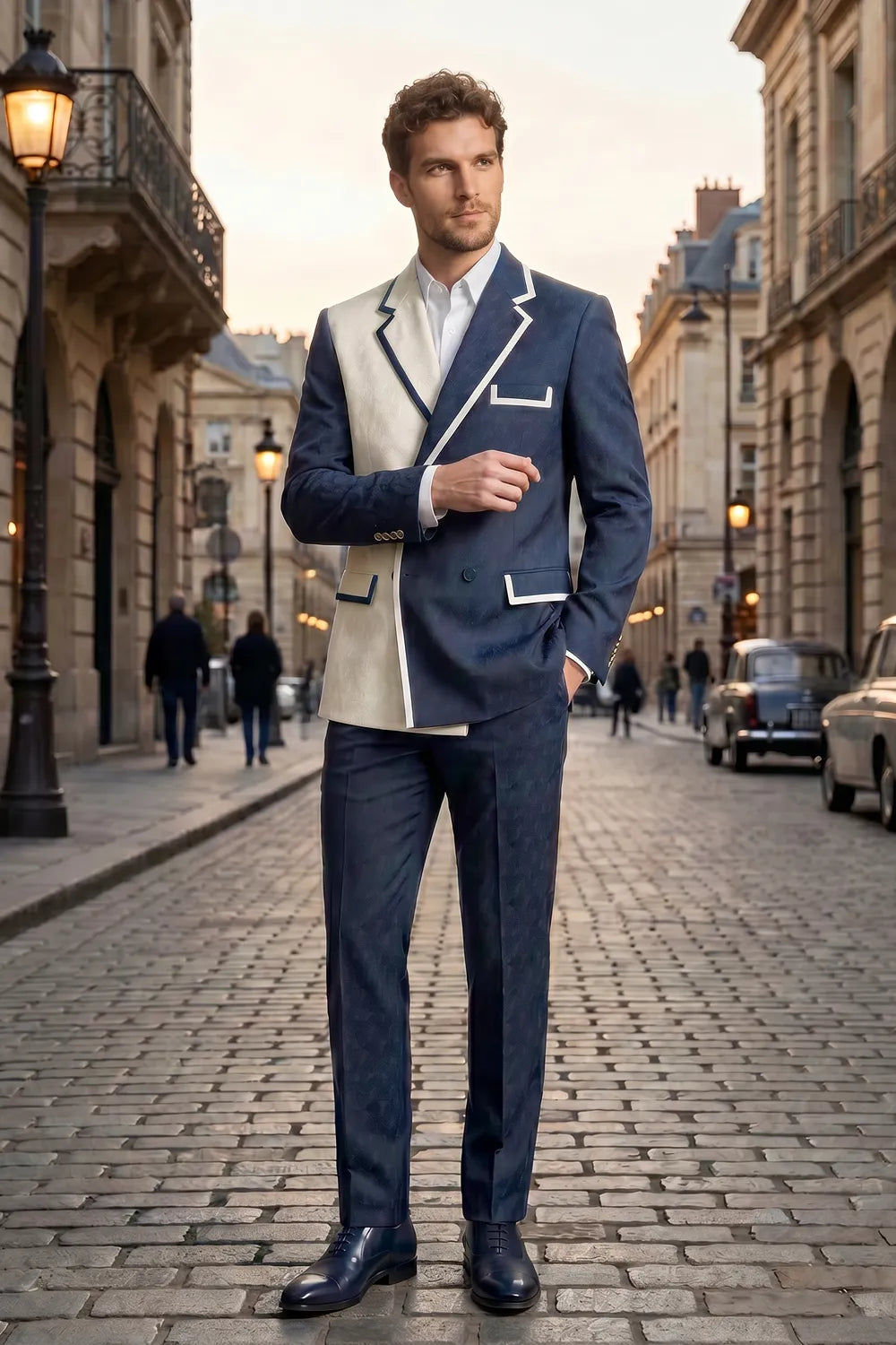 MANSSINO™ | Contrast Double-Breasted Suit
