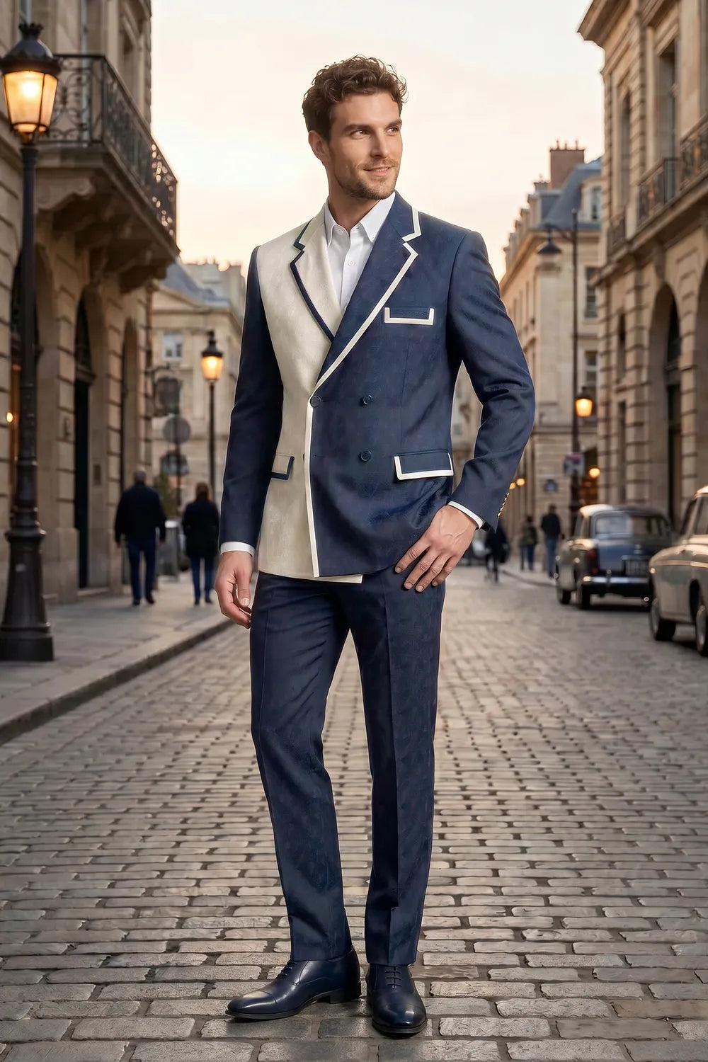 MANSSINO™ | Contrast Double-Breasted Suit