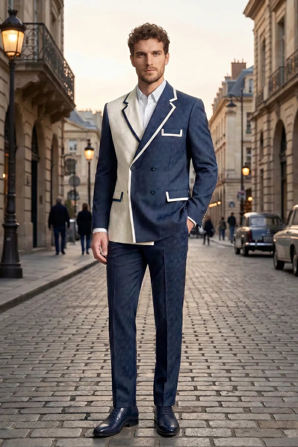 MANSSINO™ | Contrast Double-Breasted Suit