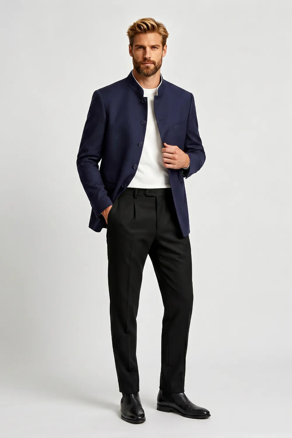 MANSSINO™ | Men's Tailored Navy 2 Piece Suit